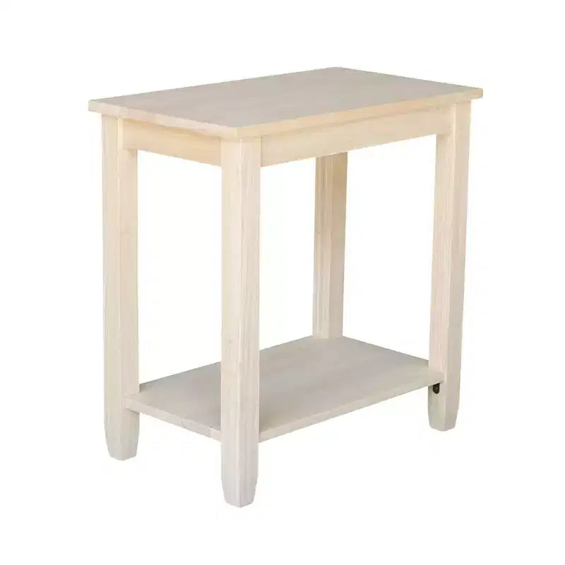 Beige Rectangle End Table with Shelf, 1-Piece