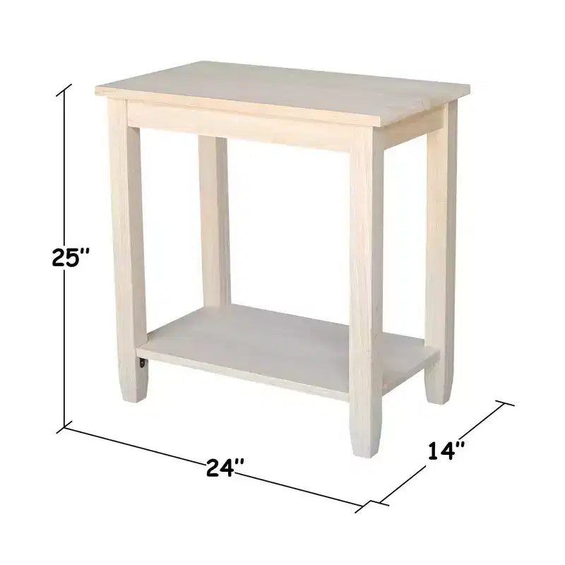 Table d'appoint rectangulaire beige avec étagère, 1 pièce