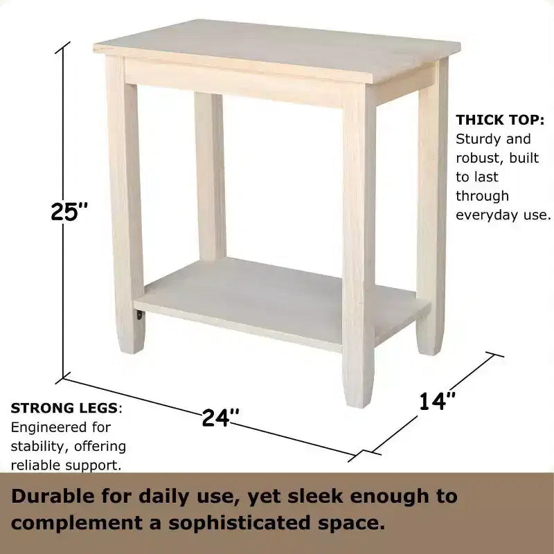 Table d'appoint rectangulaire beige avec étagère, 1 pièce