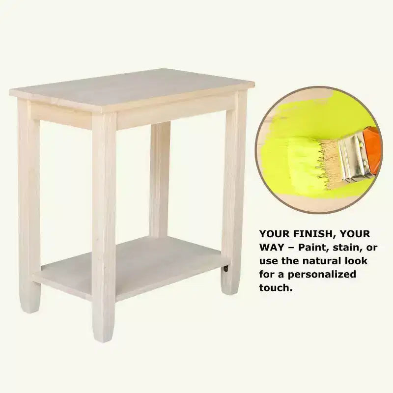 Table d'appoint rectangulaire beige avec étagère, 1 pièce