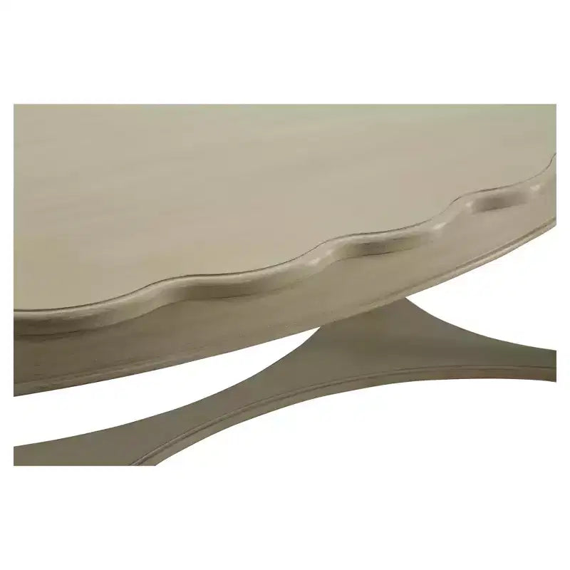 Table basse ovale blanche, finition antique, pieds en bois, 1 pièce