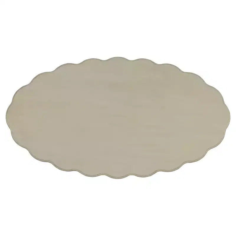 Table basse ovale blanche, finition antique, pieds en bois, 1 pièce