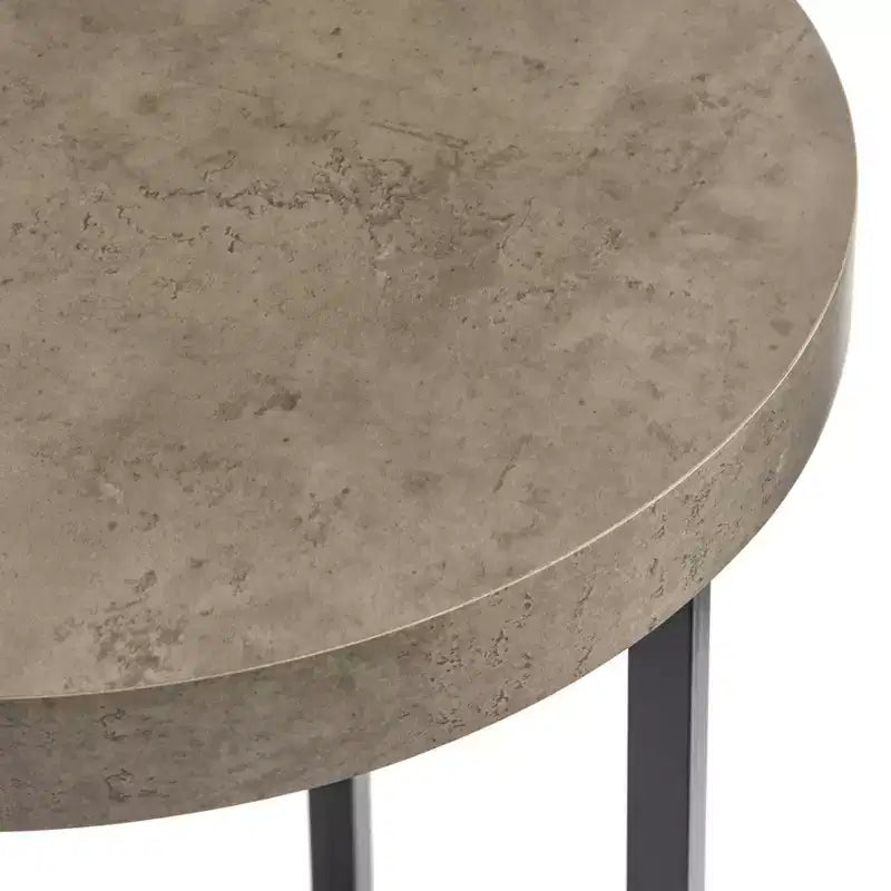 Table basse ronde grise et noire, piètement en métal, 1 personne