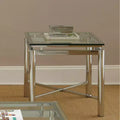 Table d'appoint carrée argentée et transparente pour 1