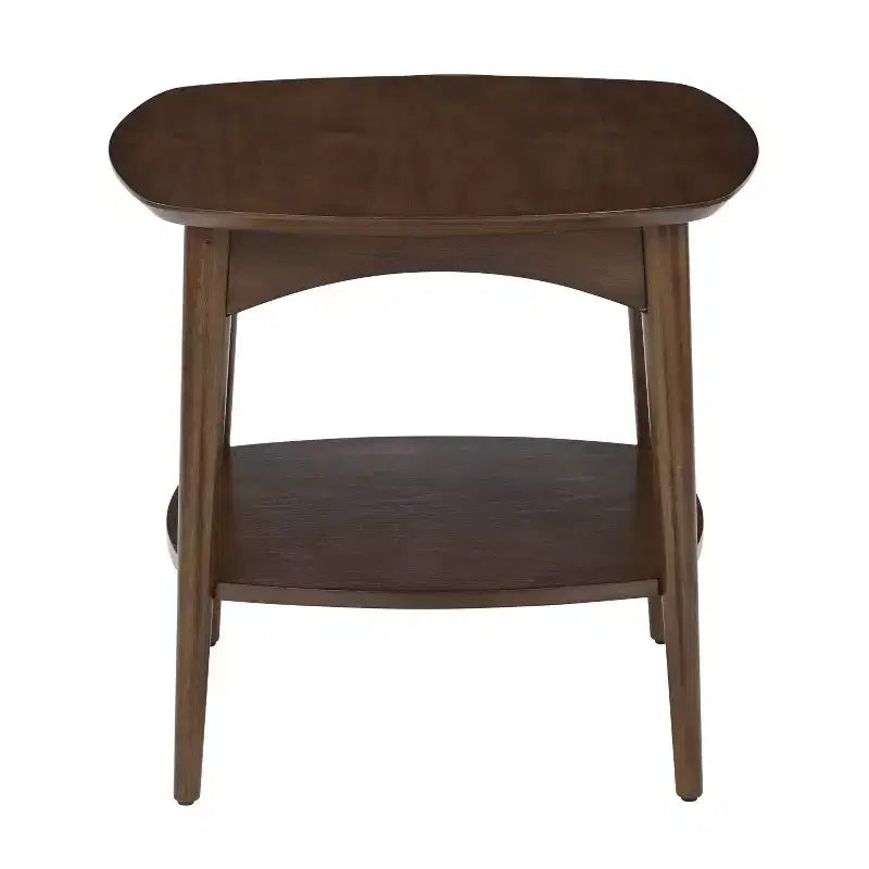 Table d'appoint carrée à 2 niveaux marron, style Mid-Century