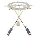 Metal Round Table White - Olivia & May: Coastal Style, 24" Height, Glass Top, No Shelves