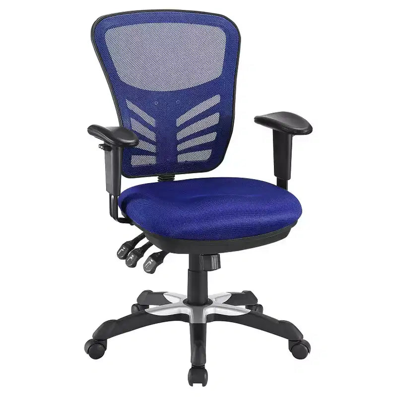 Fauteuil de bureau pivotant en maille noir/indigo/rouge, une place