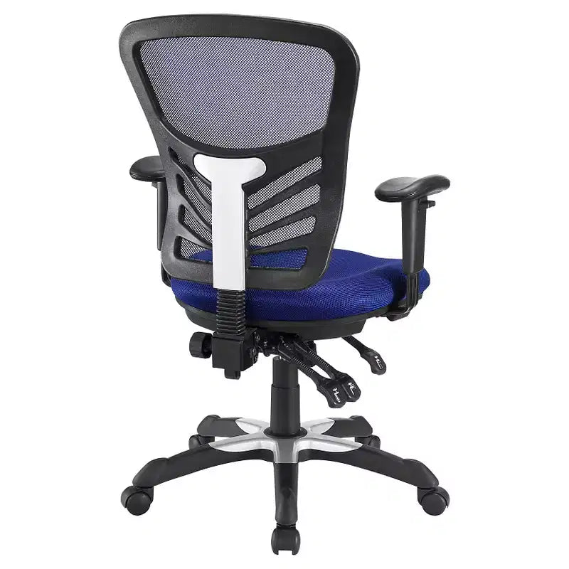 Fauteuil de bureau pivotant en maille noir/indigo/rouge, une place