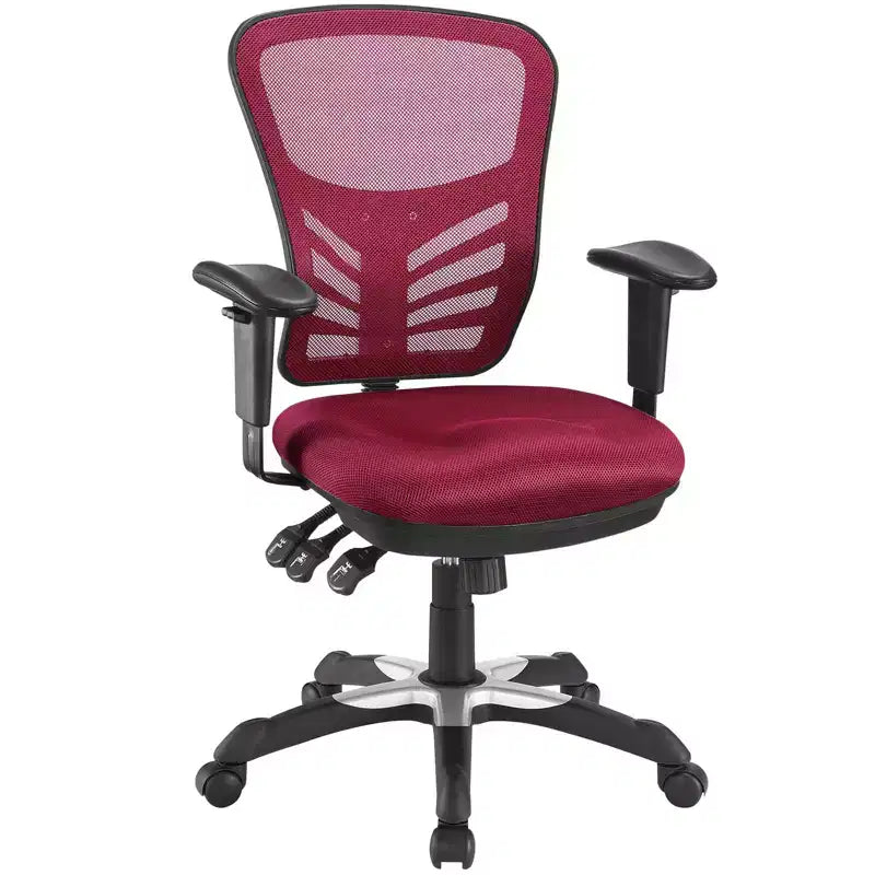 Fauteuil de bureau pivotant en maille noir/indigo/rouge, une place