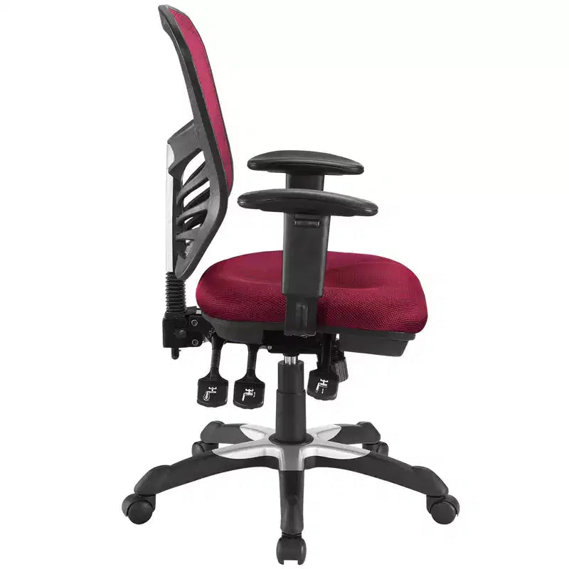 Fauteuil de bureau pivotant en maille noir/indigo/rouge, une place
