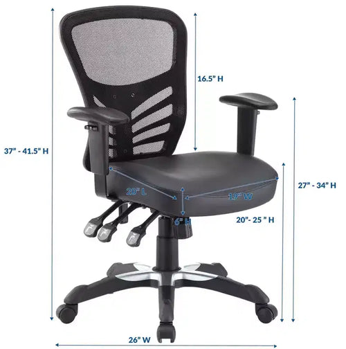Fauteuil de bureau pivotant en maille noir/indigo/rouge, une place