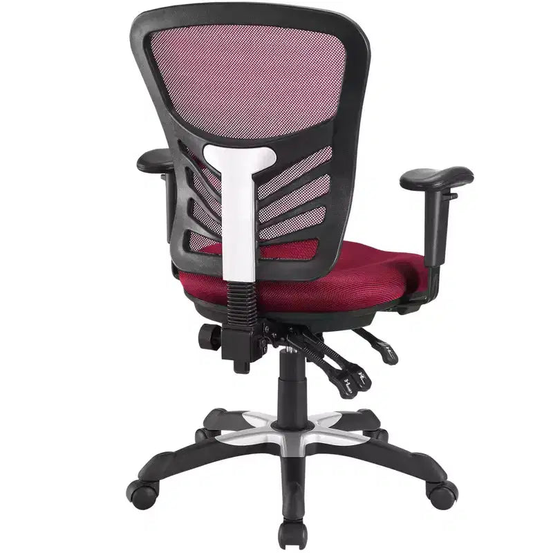 Fauteuil de bureau pivotant en maille noir/indigo/rouge, une place