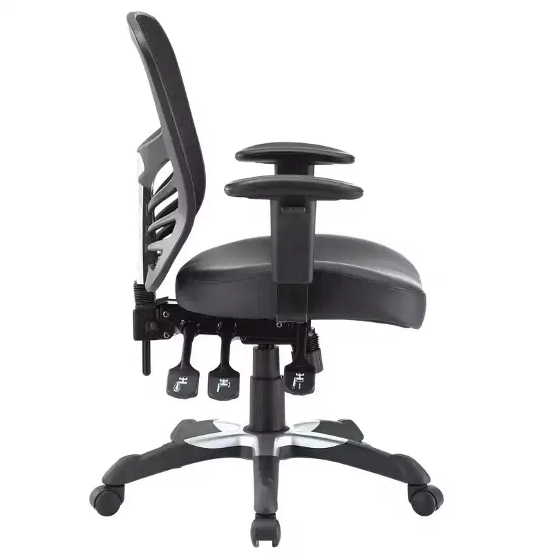 Fauteuil de bureau pivotant en maille noir/indigo/rouge, une place