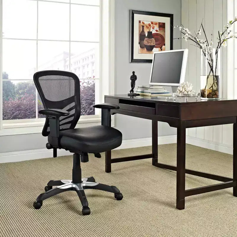 Fauteuil de bureau pivotant en maille noir/indigo/rouge, une place