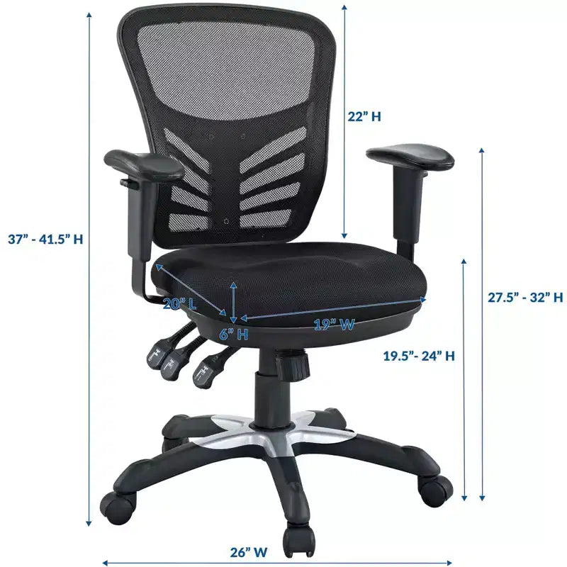 Fauteuil de bureau pivotant en maille noir/indigo/rouge, une place