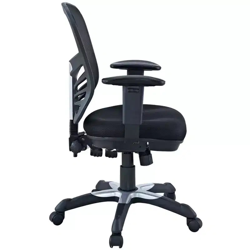 Fauteuil de bureau pivotant en maille noir/indigo/rouge, une place