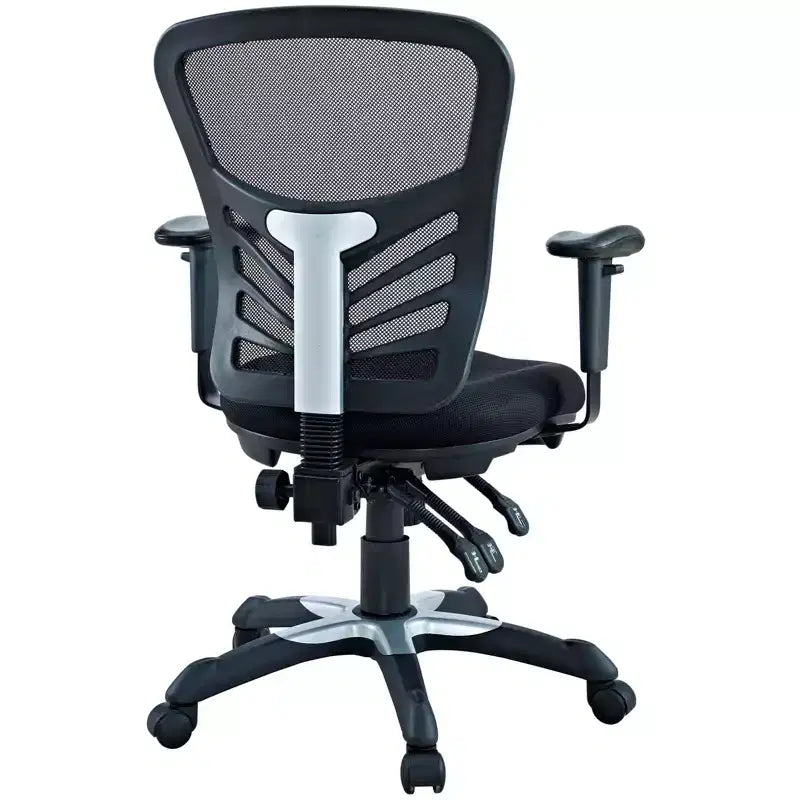 Fauteuil de bureau pivotant en maille noir/indigo/rouge, une place