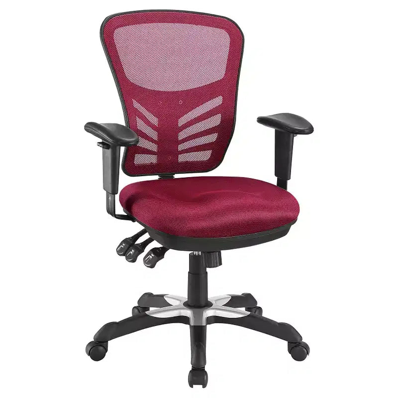 Fauteuil de bureau pivotant en maille noir/indigo/rouge, une place