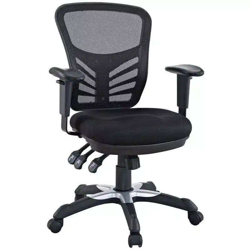 Fauteuil de bureau pivotant en maille noir/indigo/rouge, une place