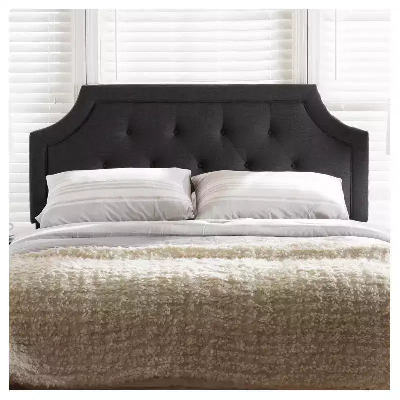 Tête de lit en tissu rembourré gris foncé, style contemporain, pour 1