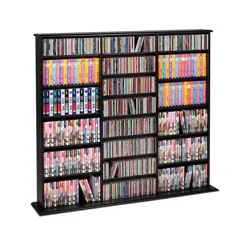 Étagère murale triple largeur – 24 tablettes ajustables, peut contenir 960 CD ou 405 DVD