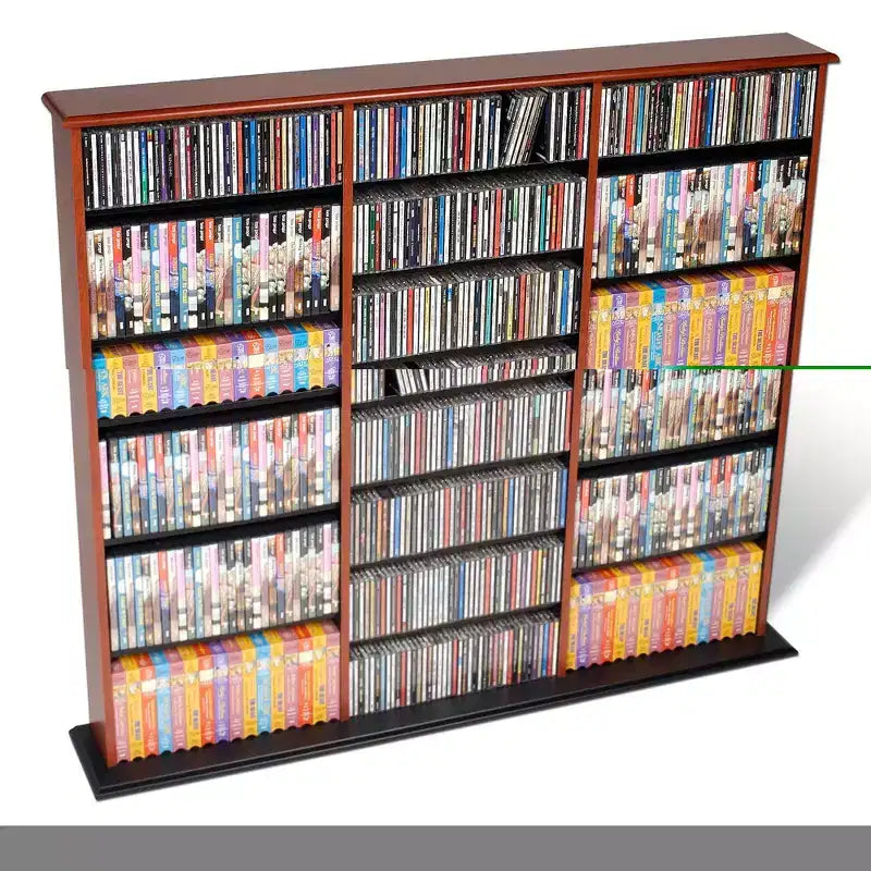 Étagère murale triple largeur – 24 tablettes ajustables, peut contenir 960 CD ou 405 DVD