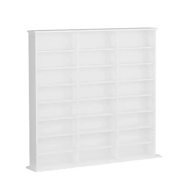 Étagère murale triple largeur – 24 tablettes ajustables, peut contenir 960 CD ou 405 DVD