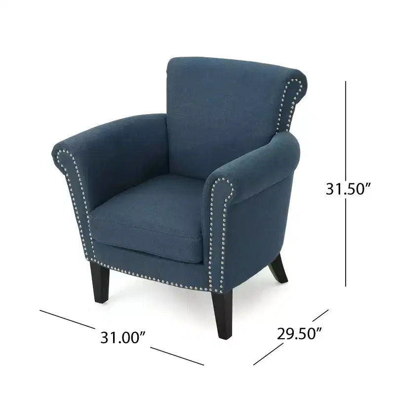 Fauteuil de club clouté vintage Brice – Clous décoratifs, capacité de 113 kg