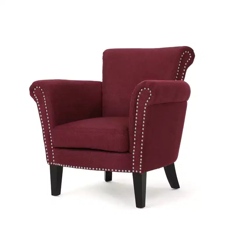 Fauteuil de club clouté vintage Brice – Clous décoratifs, capacité de 113 kg