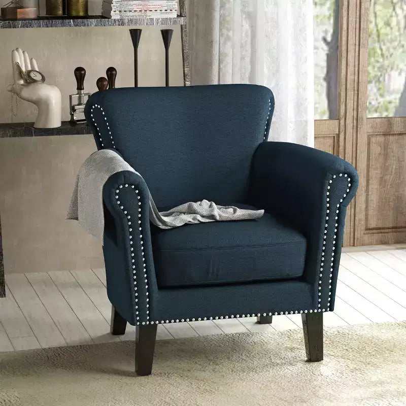 Fauteuil de club clouté vintage Brice – Clous décoratifs, capacité de 113 kg