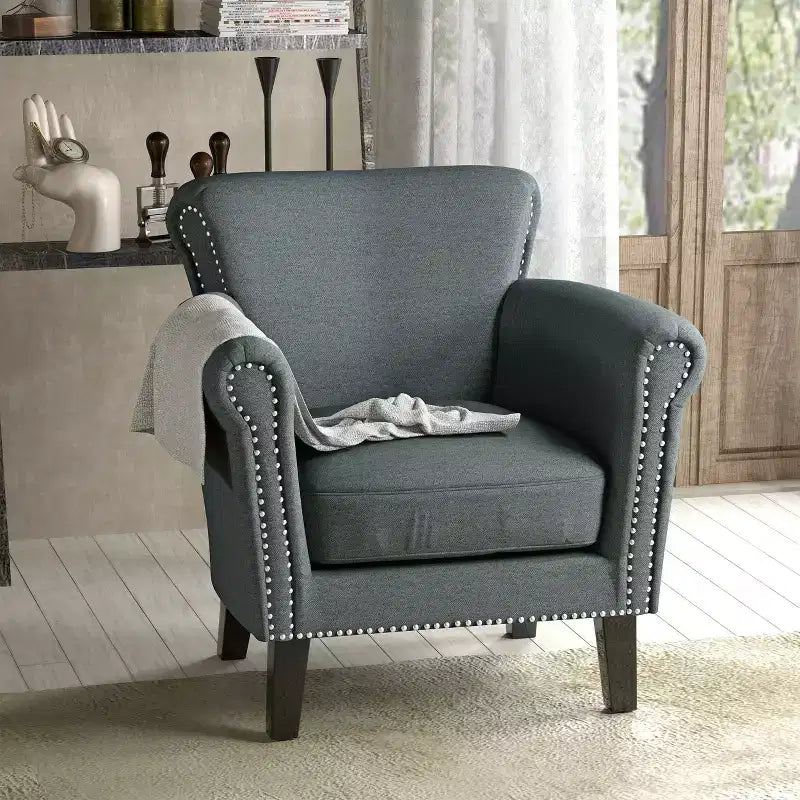 Fauteuil de club clouté vintage Brice – Clous décoratifs, capacité de 113 kg