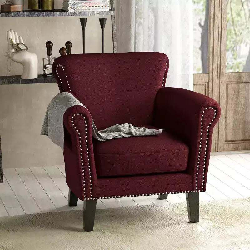 Fauteuil de club clouté vintage Brice – Clous décoratifs, capacité de 113 kg