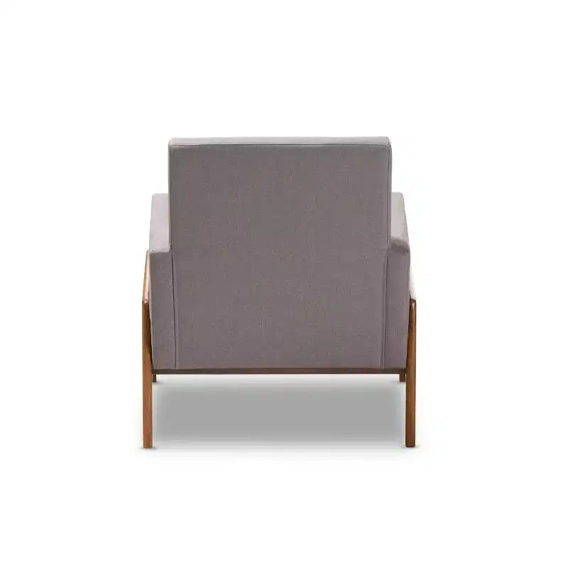 Fauteuil bas gris foncé / gris sans accoudoirs avec cadre en bois de noyer