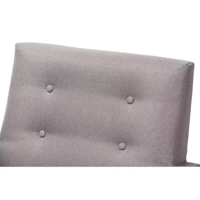 Fauteuil bas gris foncé / gris sans accoudoirs avec cadre en bois de noyer