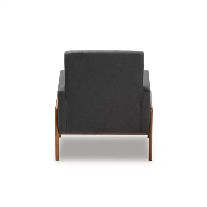 Fauteuil bas gris foncé / gris sans accoudoirs avec cadre en bois de noyer