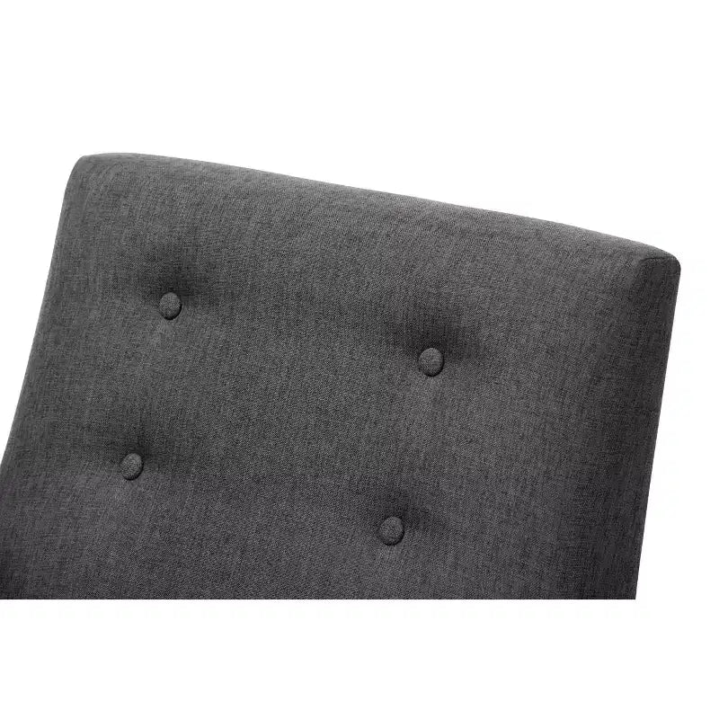 Fauteuil bas gris foncé / gris sans accoudoirs avec cadre en bois de noyer